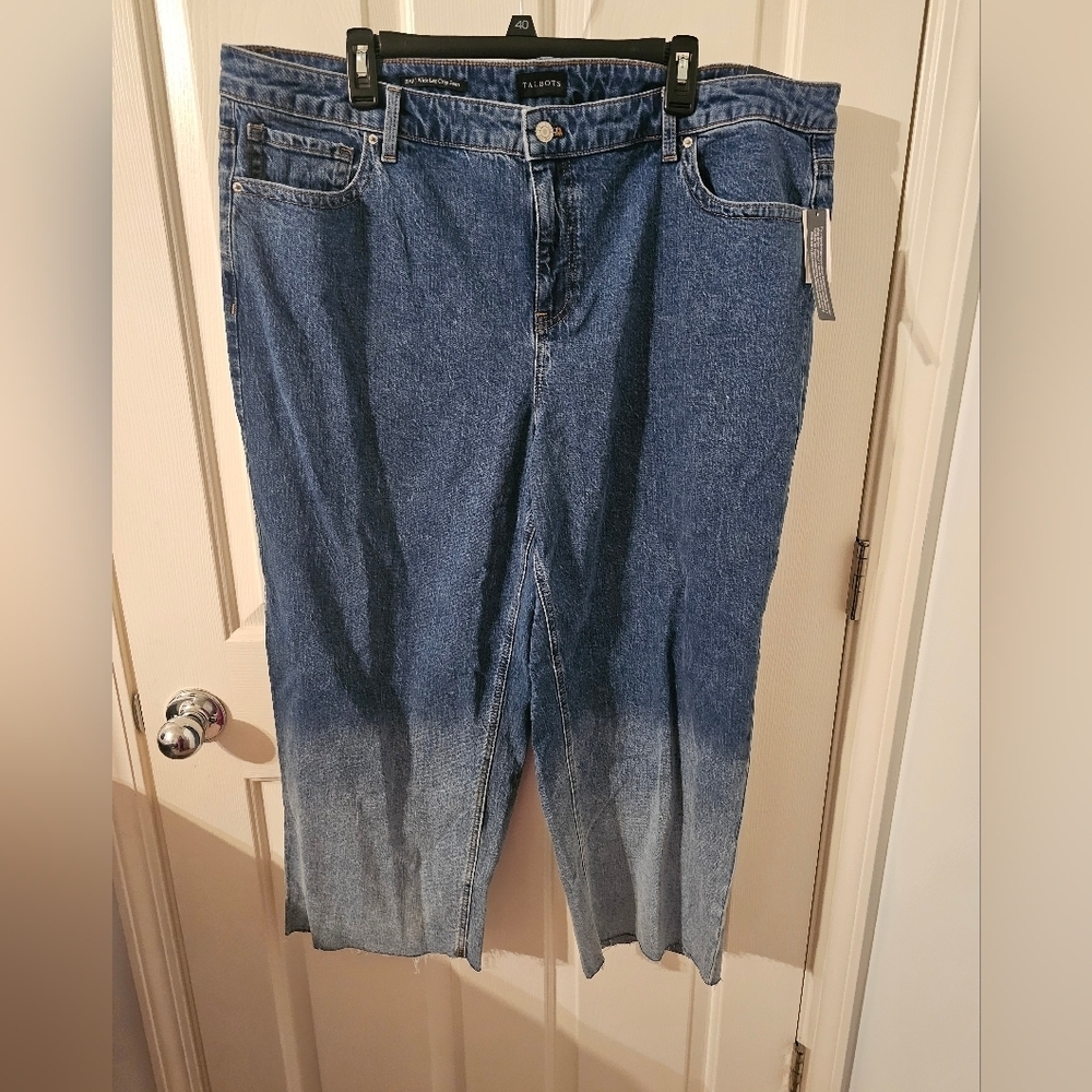 Talbots NWT Wide Leg Cropped Jean Plus Size 20W
